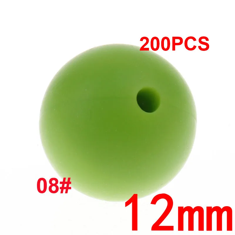 08 Chartreuse 200 шт Круглые 12 мм Силиконовые Бусины прорезыватель Bpa бесплатно детские стоматологические ожерелья Аксессуары крепления для укачивания, успокаивающего приспособления цепочка ручная работа - Цвет: 08 Chartreuse