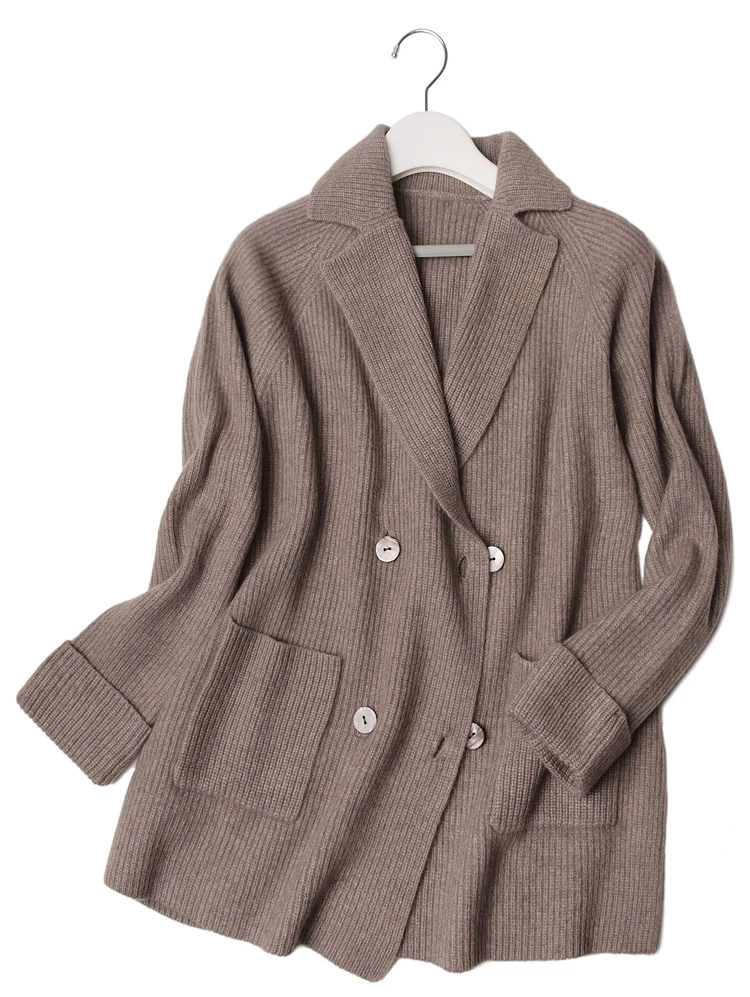 high grade 100%goat cashmere knit women fashion cardigan sweater coat