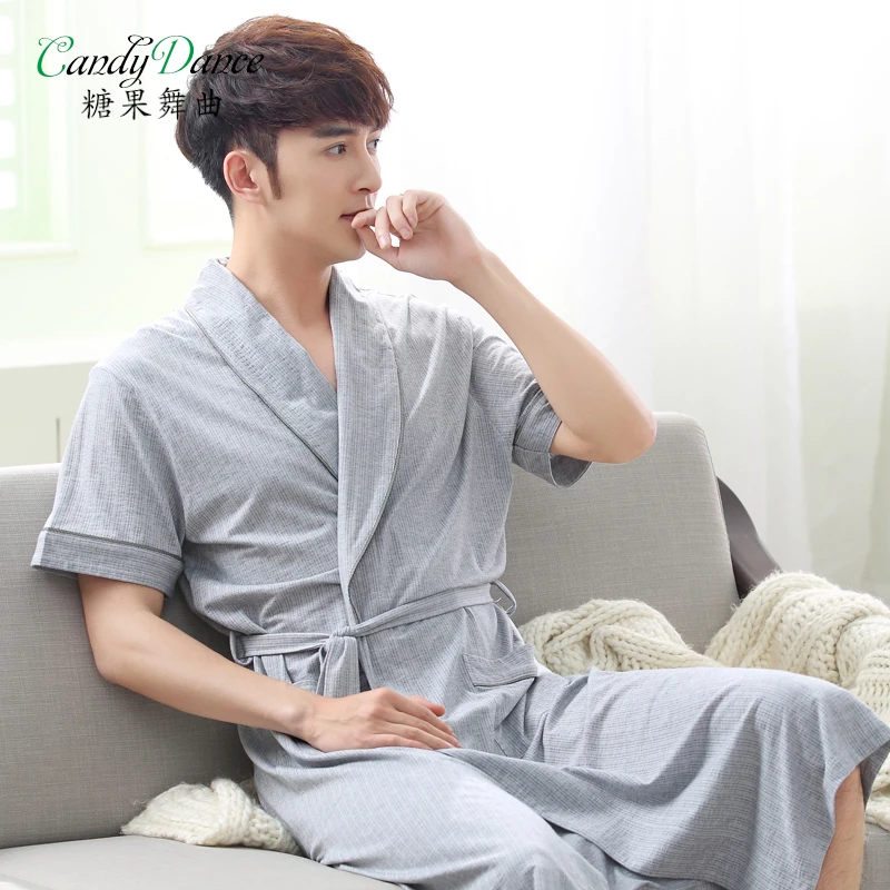 Man robe summer cotton short sleeve thin bathrobes bathrobe plus size