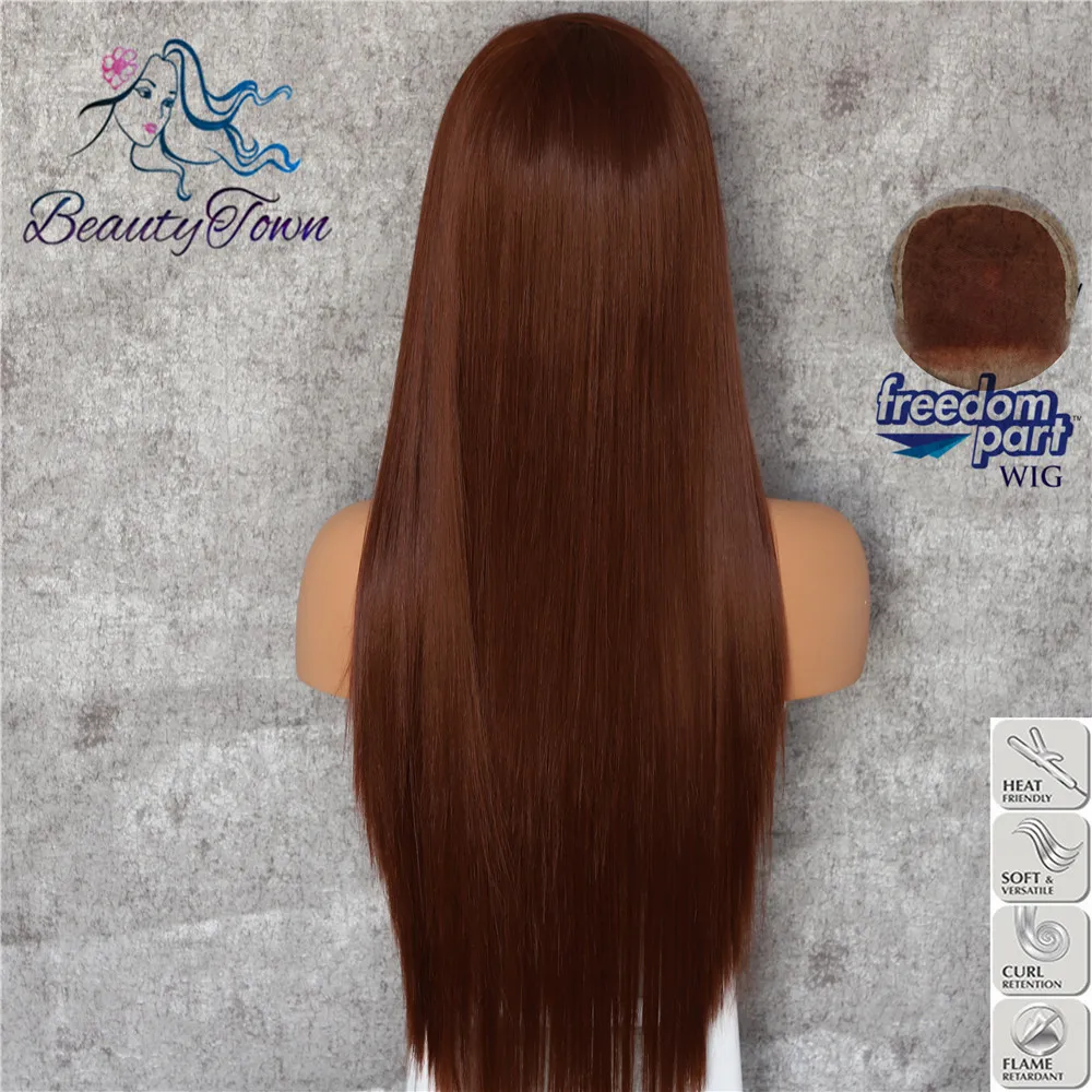 BeautyTown коричневый цвет 13x6 большая кружевная свободная часть Futura термостойкие не запутывающиеся волосы Повседневный макияж слой синтетический кружевной передний парик