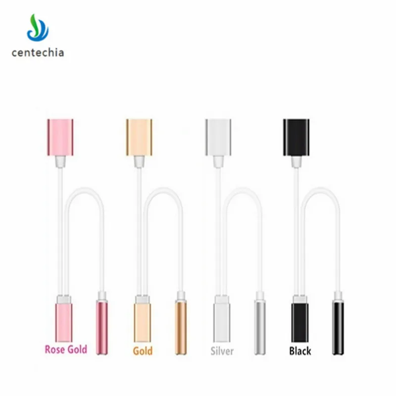 

Centechia 2 in 1 Adapter Gadget 8 Pin To 3.5mm Jack Earphone AUX Audio Adapter Converter + 8 Pin For iphone7/7 plus IOS10.2
