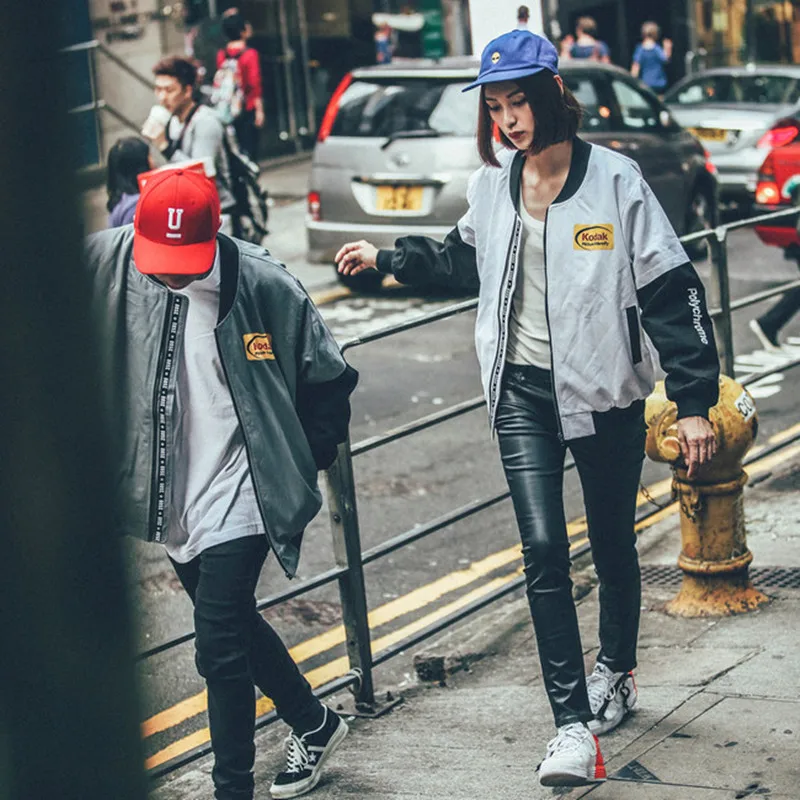 

2XL Spring autumn men women Korean ulzzang thin baseball uniform coat couple Harajuku high street loose aviator MA1 jacket tops