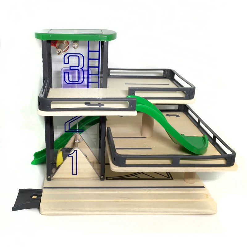 Автомобиль трек Лифты деревянный парковка Совместимость с Brio деревянная железная дорога детская инерционная рука раздвижные игрушки