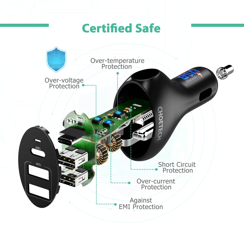 CHOETECH автомобильное зарядное устройство 30 Вт Мощность доставки тип-c мобильный телефон зарядное устройство для Samsung Note 8/S8/S8+ другой смартфон