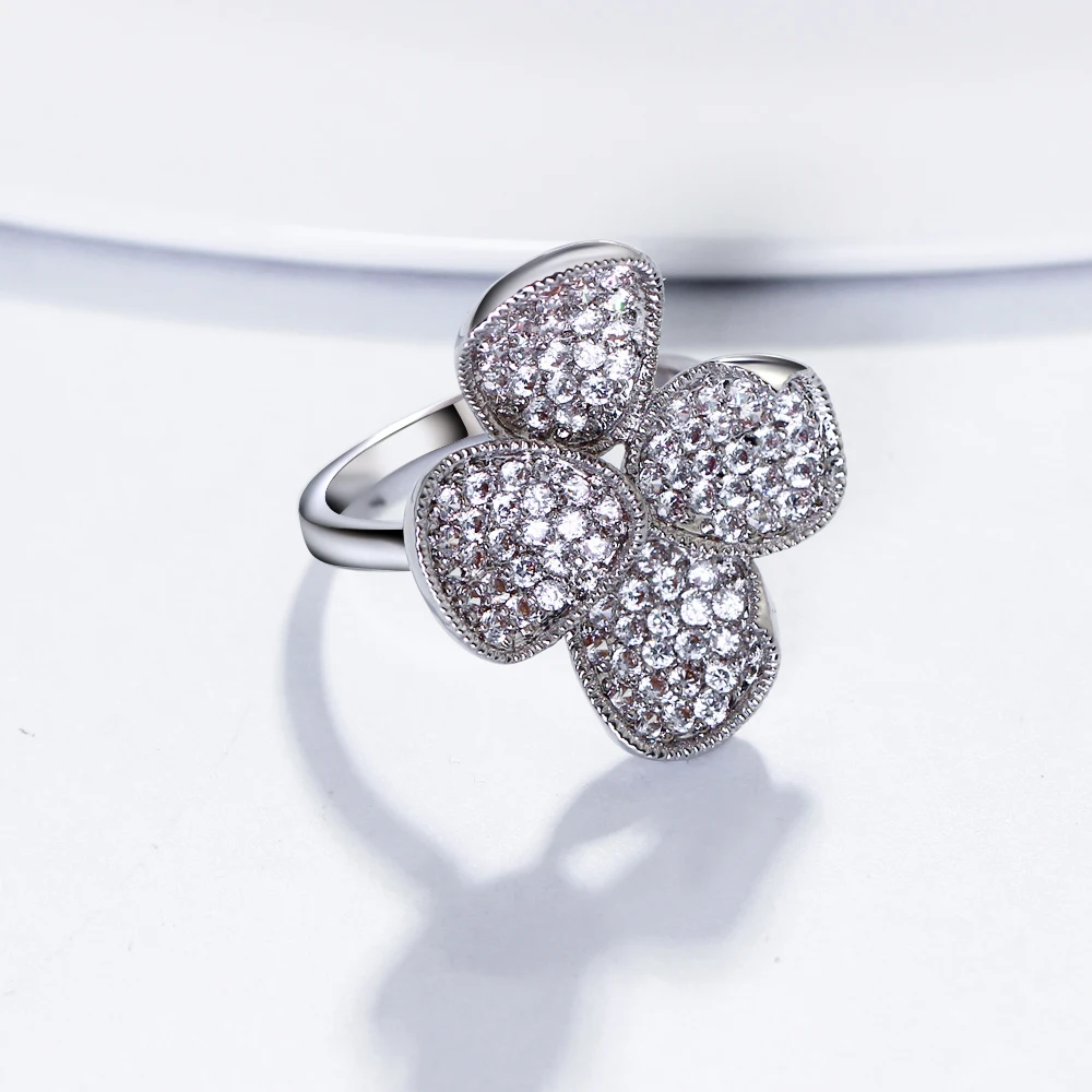 Wedding rings 3 carat crystal unique designer jewelry Gold/ White color Classic ring for woman Bridal accessories gift