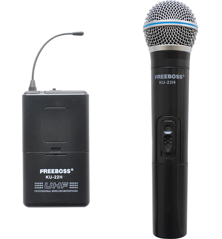 Freeboss KU-22H UHF двухканальная Mic передатчик профессиональный караоке Беспроводной гарнитура+ нагрудные+ ручной микрофон