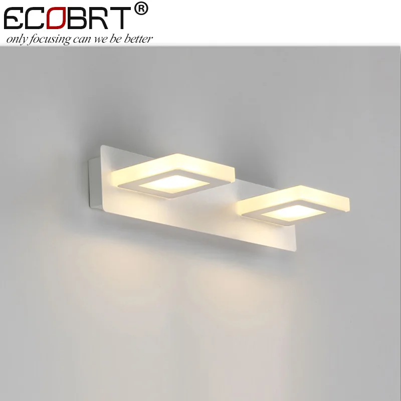 ФОТО ECOBRT 6W Led Wall lamps Indoor Bathroom 31cm Long Modern Style White LED Mirror lights 2-lights Surface Mounting 220v ac