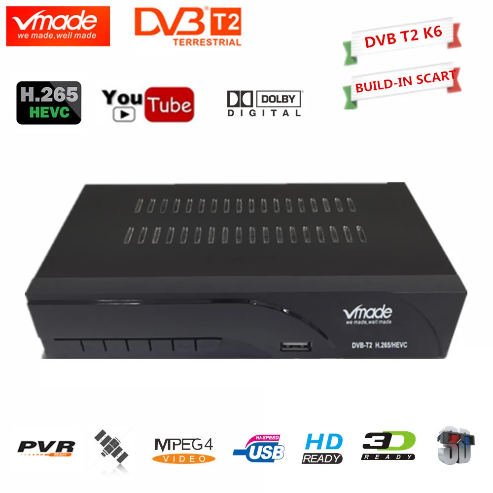 

hot sale Germany Netherlands Europe dvb t2 digital tv box build in scart DVB T2 K6 Terrestrial tv receiver H.265 AC3 DVB TV BOX