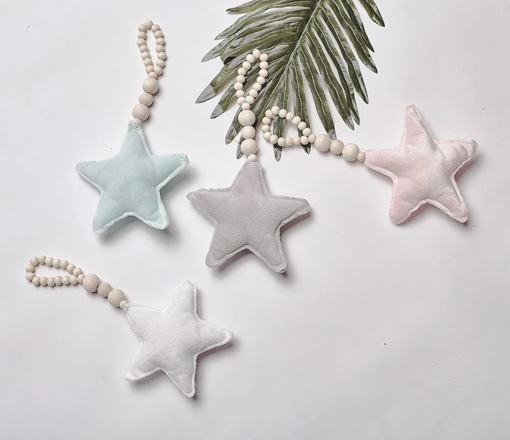 

INS Nordic Home Decor Wooden Beads Moon Star Heart Ornaments Dream Catcher Kids Room Baby Tent Pendants Wall Hanging Decor 25