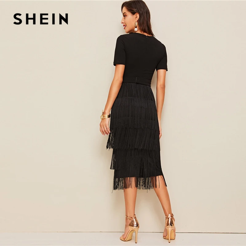 flounce detail layered midi dress