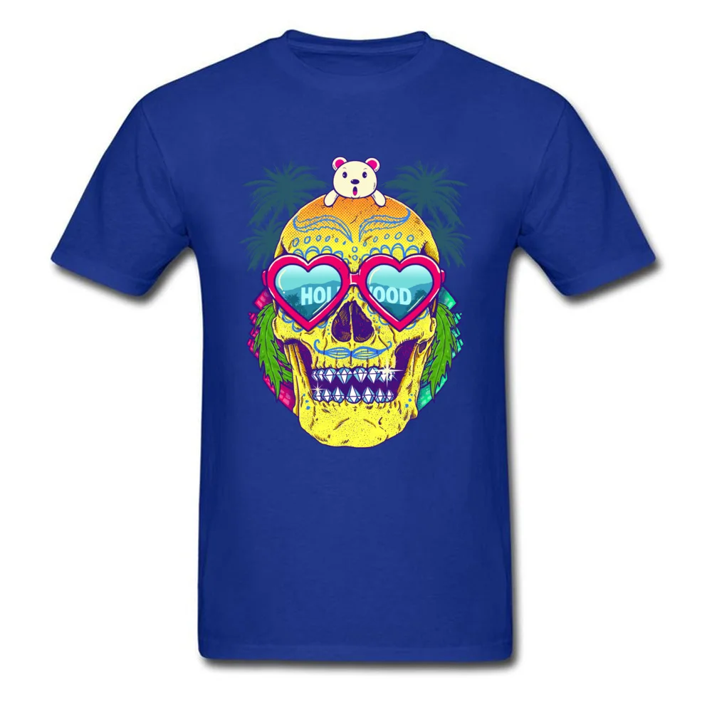 Normal Short Sleeve Tops T Shirt Summer Crew Neck 100% Cotton Men's T-shirts Goes To Hollywood Normal Tee-Shirts Funny Goes To Hollywood blue