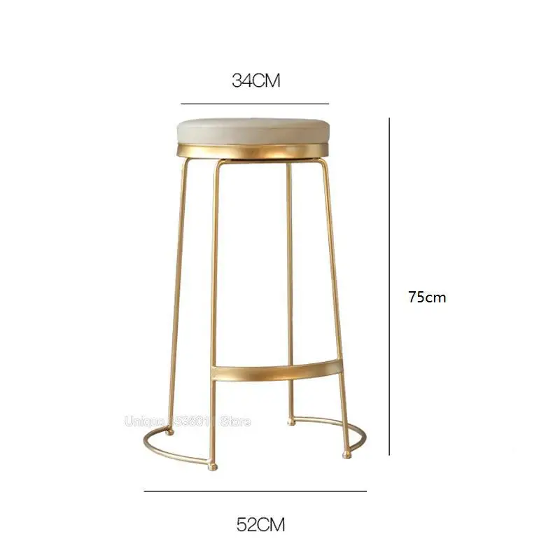Скандинавский барный стул из кованого железа барный стул модный кофейный стул золотой высокий стул простой обеденной стул передний стул - Цвет: high 75cm