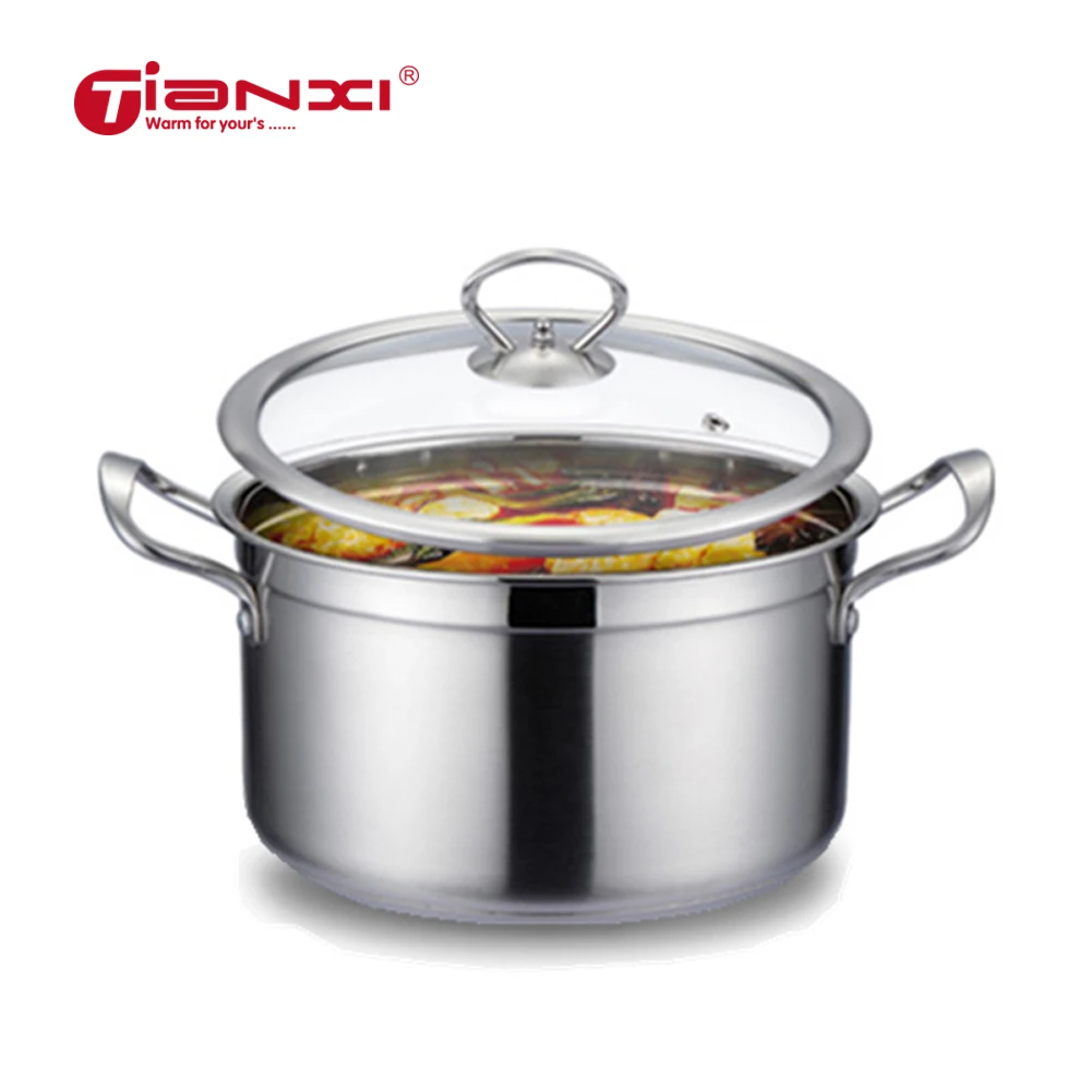 

28 CM Soup Stock Thick Stainless Steel Pot Double Ears Small Pot Home Cook Gas Steamed Buns Cooker Pot Steamer Stock Pots TG62