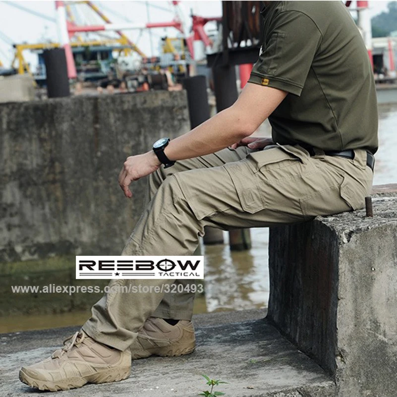 

REEBOW TACTICAL Men Outdoor Military Cargo Pants Multi-pockets Urban Sports Summer Autumn Ripstop Waterproof Breathable Trousers