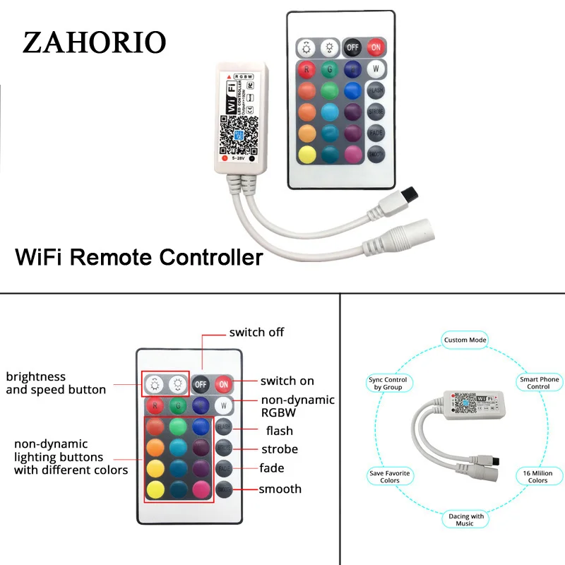 

RGB Controller 24 Key Remote 44 Key Remote Music Remote Wifi Remote Controller Without Battery For 2835 5050 RGB LED Strip