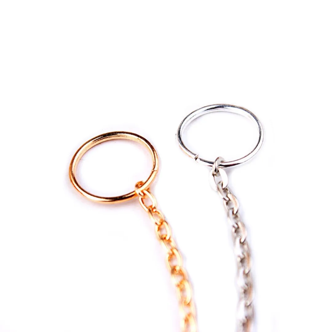 Fashion Punk Silver Gold Copper Nose Rings Chain Simple Link Chain Fake Septum Piercing Nose Rings&Studs Ear Chain Body Jewelry