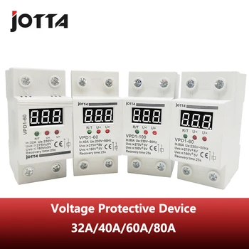 

32A/40A/60A/80A 220V automatic reconnect over voltage and under voltage protective device relay with Voltmeter voltage monitor