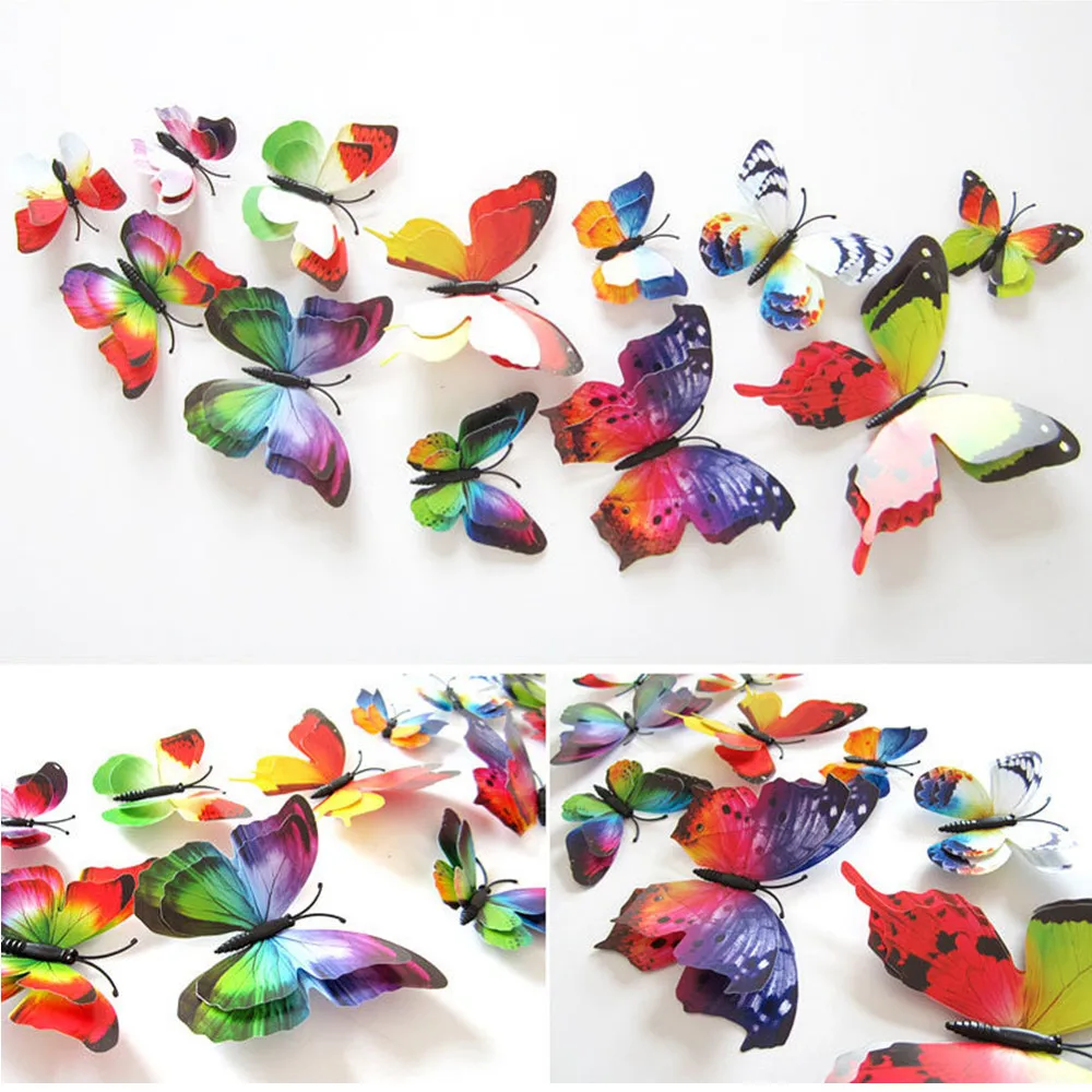 12 шт./набор декоративные магнитные наклейки в виде бабочек|decals designs|fridge sticker3d butterfly