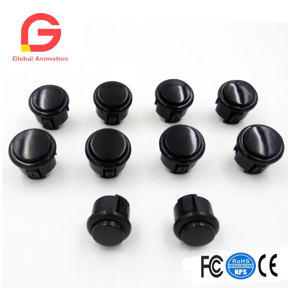 

Arcade Push Button Replace Kit with 8 x 30mm Buttons 2 x 24mm Buttons for Jamma Arcade DIY (Black)