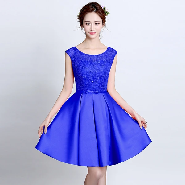 Suosikki/Новое поступление, элегантные вечерние мини платья для выпускного вечера, платье трапециевидной формы, кружевное коктейльное платье на шнуровке - Цвет: Синий
