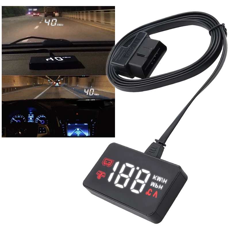 kebidumei Car Head UP Display Projector Vehicle Speed Warning Fuel