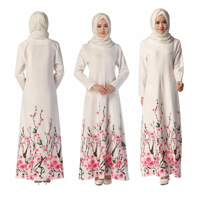 Модное Макси хиджаб с цветочным узором, платье Абая Дубай, Бангладеш, турецкое мусульманское платье с длинными рукавами, женская одежда с вышивкой