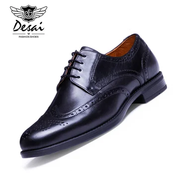 

DESAI Brand Men Oxford Shoes Best Quality Genuine Leather Men Casual Business Dress Brogue Men Shoes Black Brown Size 38-43