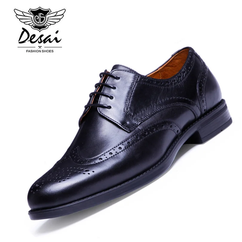 Desai Merek Pria Oxford Sepatu Kualitas Terbaik Kulit Asli Pria Kasual Gaun Bisnis Brogue Sepatu Hitam Coklat Ukuran 38 43 Pria Sepatu Kasual Aliexpress