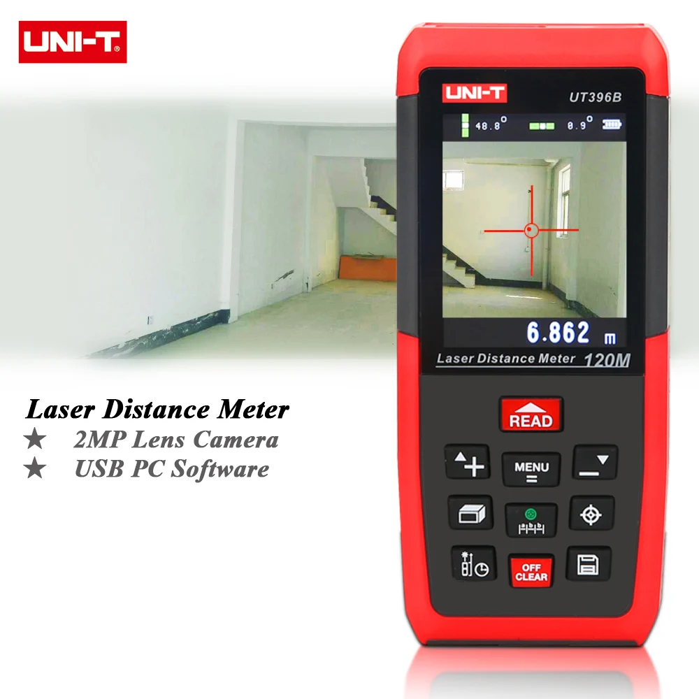 UNI-T UT396B Professional Laser Distance Meters 393ft 120m Rangefinder Best Accuracy 1.5mm 2MP Lens Camera Auxiliary USB Connect