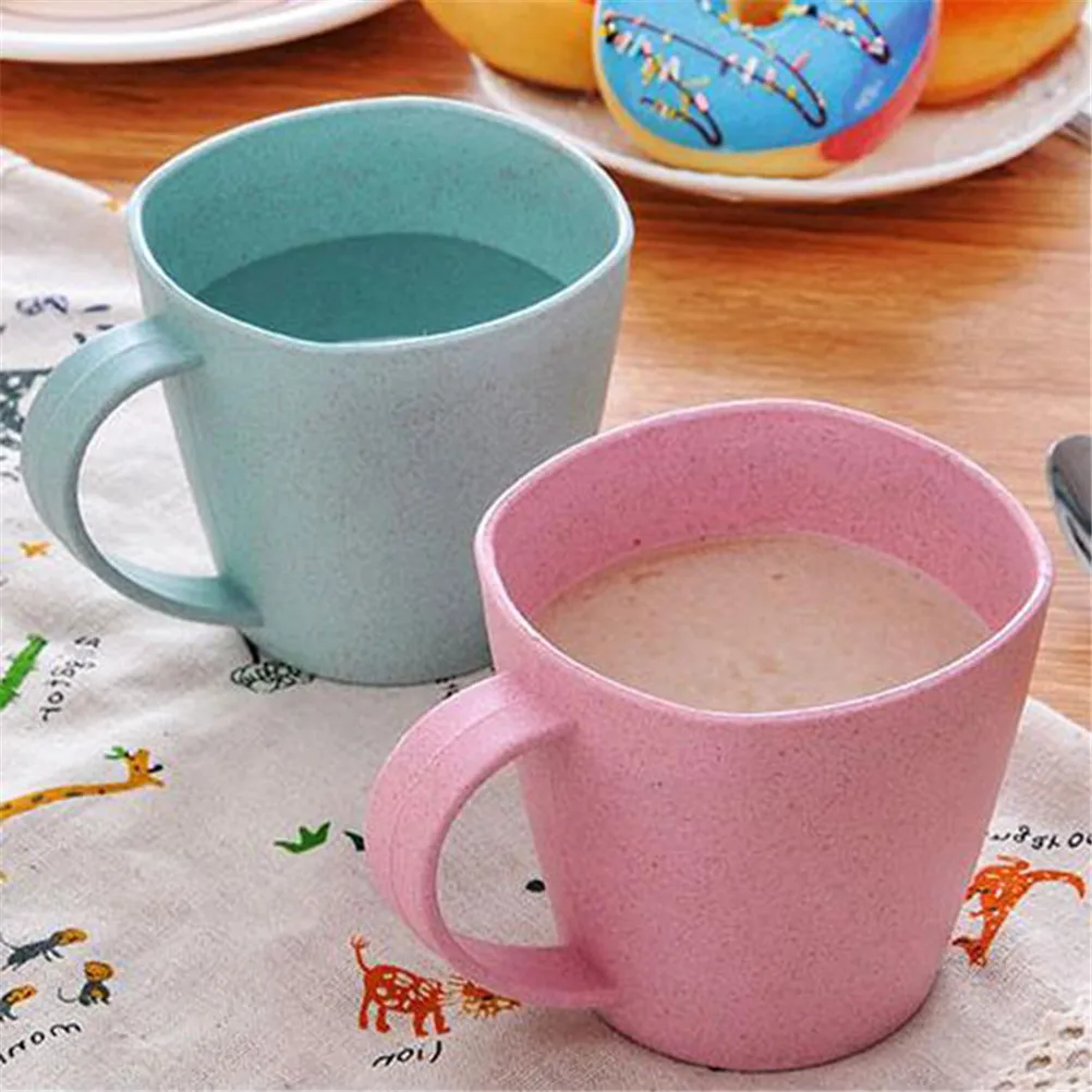 Nordic Style Plastic Tea Cups Eco Friendly Wheat Straw Cup Coffee Tea 