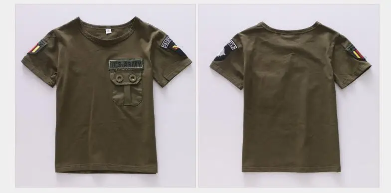 Г. летняя детская Военная камуфляжная одежда футболка для мальчиков+ шорты комплект из 2 предметов для девочек, хлопковый спортивный костюм с принтом армейского зеленого цвета