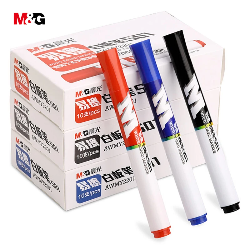 

M&G Wholesale 10Pcs colored erasable whiteboard marker pens brand stationery office school supply elegant marker gift