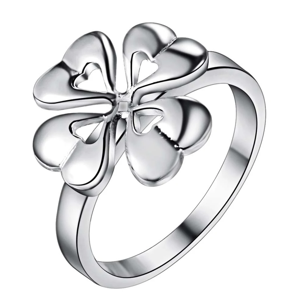 

2019 new lovely jewelry fantasy rings four leaf clover ring, stainless steel class ring for women & men # 6#7#8#9 AR192