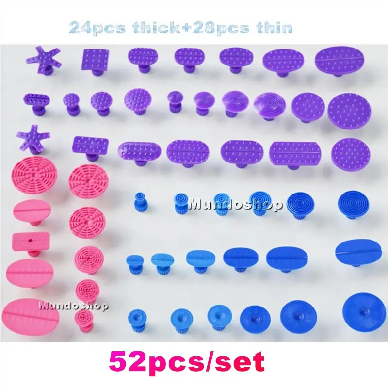 52pcs Of Set PDR Glue Pulling Tab Autobody Dent Tabs Blue Pink Purple