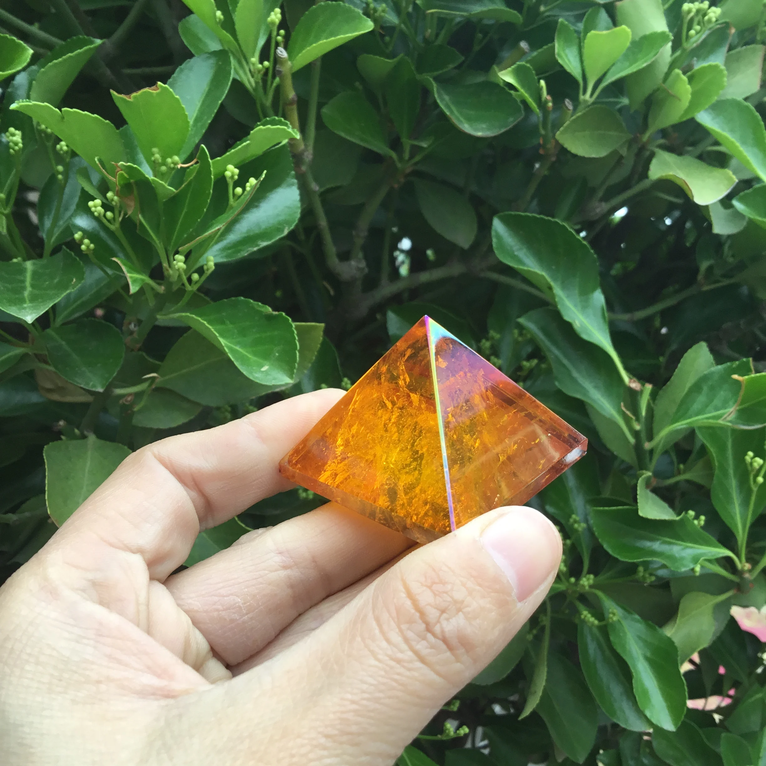 Натуральная Янтарная аура пирамида из кварца оранжевая аура кварцевый кристалл Одиночная точка целебная палочка