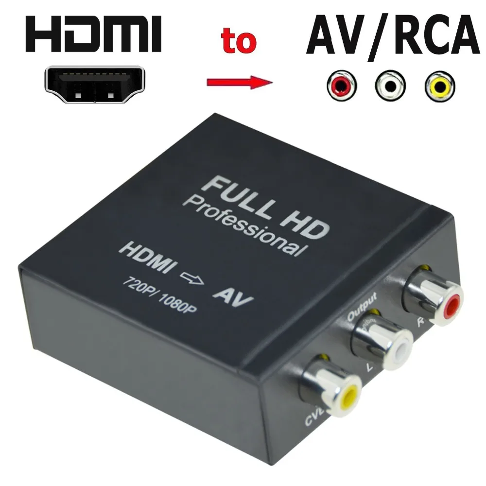 Преобразователь Aikexin HDMI AV RCA 1080p HDTV в Композитный Аудио Видео CVBS адаптер