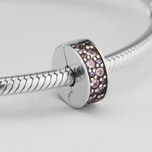 Подходят брендовые Браслеты DIY бусины для изготовления ювелирных изделий из стерлингового серебра-ювелирные изделия розовые блестящие бусины-клипсы Серебро 925 Berloque