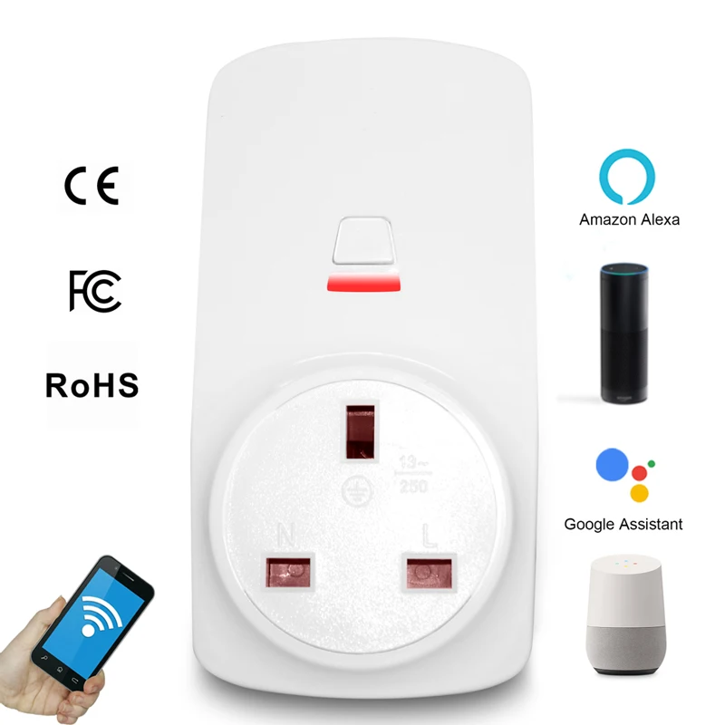 

Smart Plug Socket UK Wifi Adapter App Wireless Voice Control Wifi Switch Power Outlet For Smart Home Light eWelink Alexa IFTTT