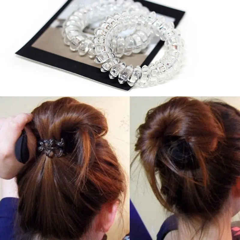 New 12PCS Rubber Telephone Wire Hair Ties Spiral Slinky Hair Head Elastic Bands