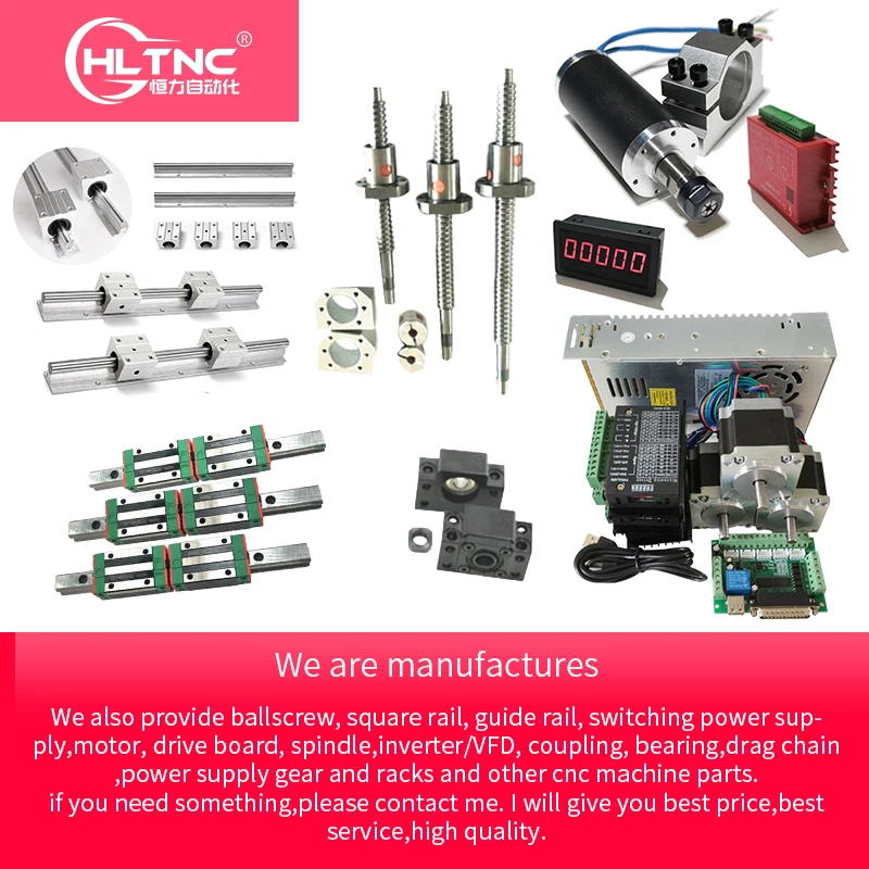 

Customized CNC Kit HGR20 SBR16 SFU1605 MGN linear guide rail ball screw name 23 stepper motor spindle inverter for DIY machine