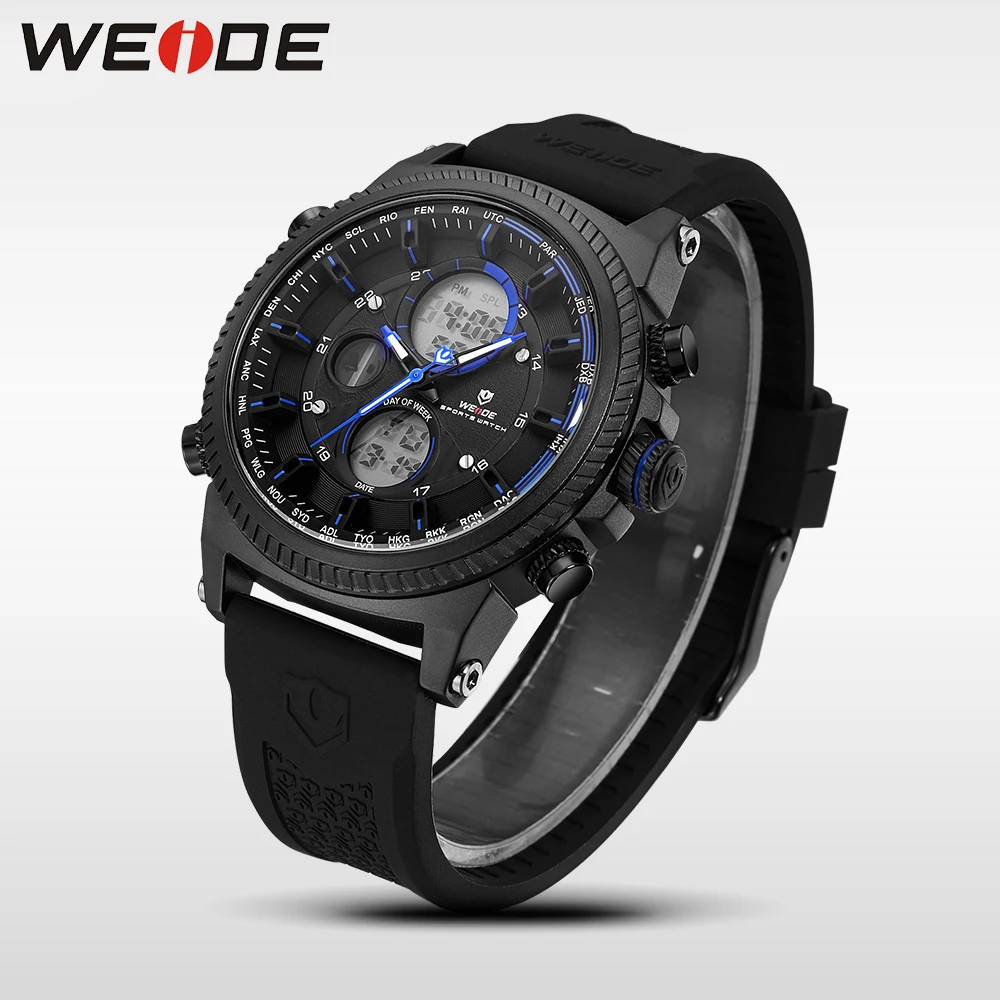 WEIDE Genuine luxury LCD sport Digital Male Watch Automatic watches silicon watch quartz Analog Waterproof Alarm Clock Men  Saat