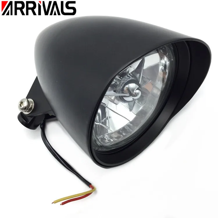Motorcycle 5 3/4" Black Tri Bar H4 Motorcycle Headlight Visor Bucket