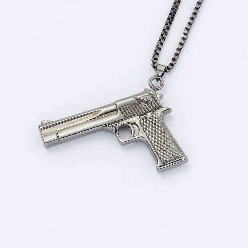 

Cool Hip-hop style Men's Stainless Steel Gun Necklaces & Pendants For boy Men Punk Necklace Trendy Gifts Soldier Jewelry