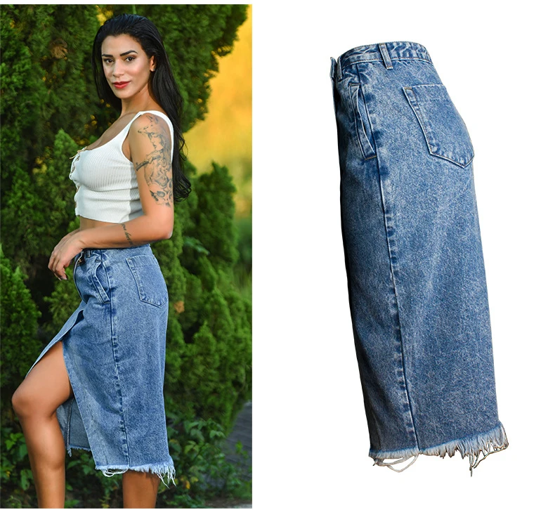 Skirt of female skirt hairline furl furl to wrap hip bull-puncher skirt irregular tassel tall waist skirt of halter MIDI skirt (9)