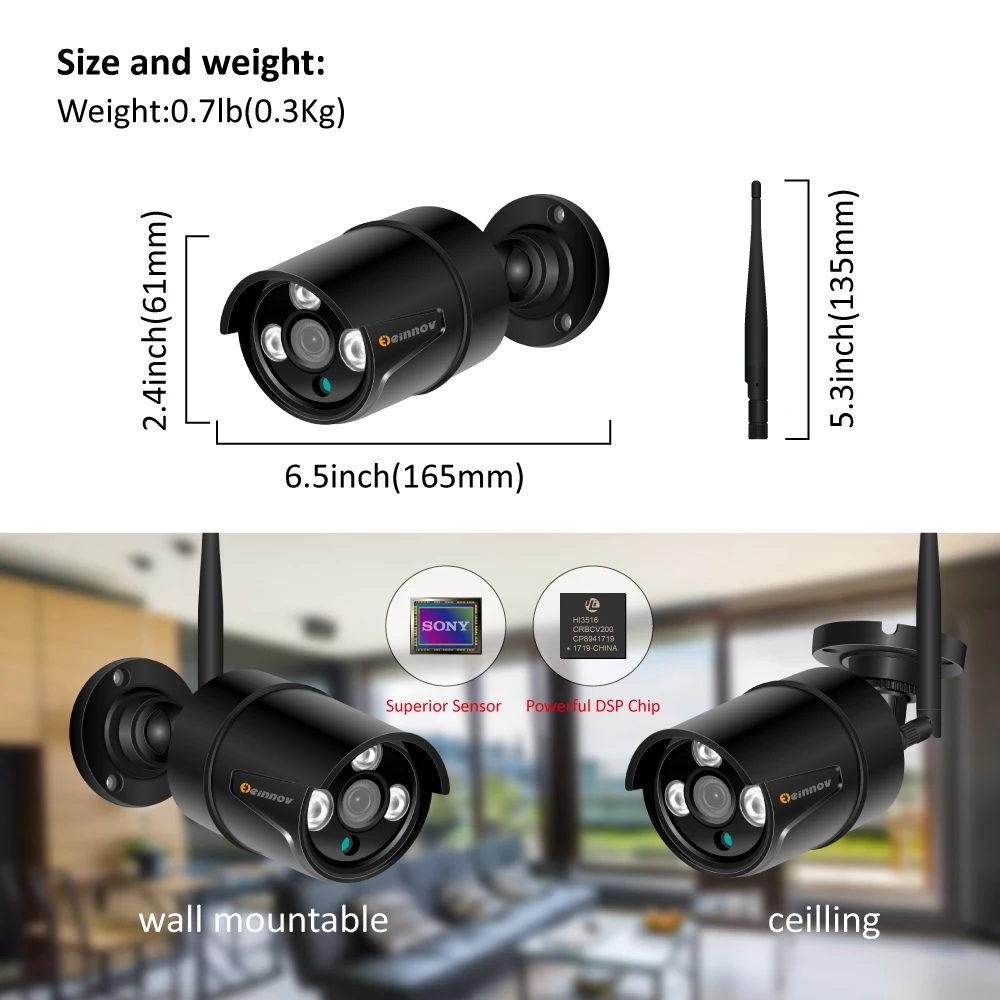 Einnov 4CH 2MP 1080 P HD 12 дюймов ЖК дисплей комплект CCTV NVR Wi Fi Наружного видеонаблюдения IP