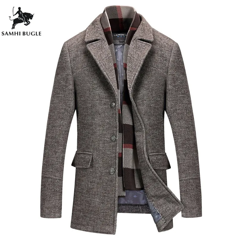 Мужские шерстяные зимние пальто jack из толстого хлопка 50% шерстяные куртки мужские пальто шарф воротник модные облегающие нейлоновые куртки Jaqueta верхняя одежда
