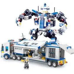 Городской мобильный полицейский участок Трансформеры Робот Модель Строительные блоки наборы кирпичи игрушки для детей совместимый