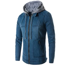 New Arrive 2018 Spring And Autumn Influx Of Men Casual Denim Jacket Thin Denim Zipper Tie Jacket Thin Hooded Male Single Color