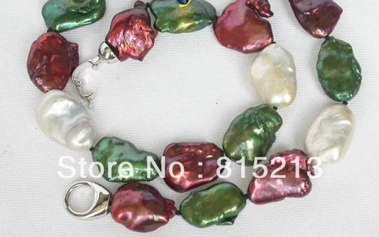 

ddh00763 17" 22X15mm Baroque Multicolor Reborn Keshi pearls necklace