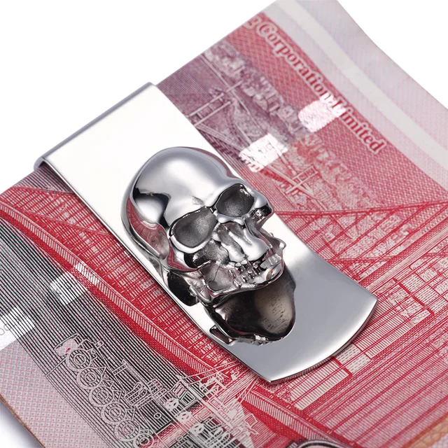 Introducing the Modern 2022 Skull Designs Men Silver Money Clip A Stylish and Convenient Wallet for Men and Women